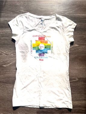 White Peruvian Cusco Rainbow Graphic Tee